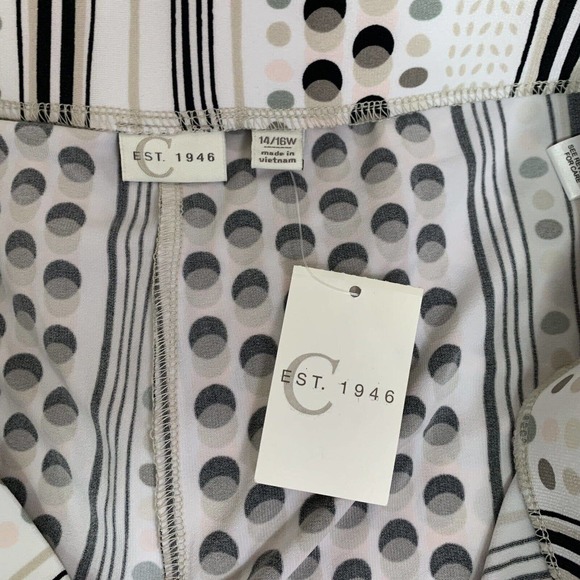 Cato Est 1946 Pants Women's 14/16W White Multicolor Mixed Media Wide Leg - Picture 6 of 9